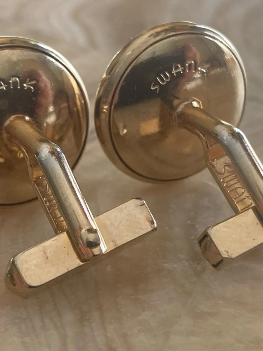 Vintage Swank Modernist Burgundy Cabochon Silver-Tone Cufflinks 1960s